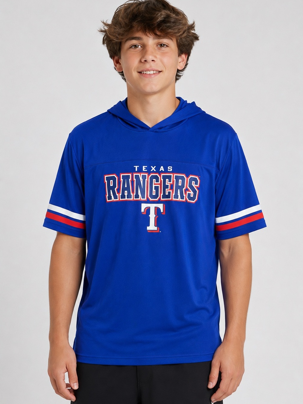 MLB Genuine Merchandise Texas Rangers Youth Hooded Top Blue Red White Striped